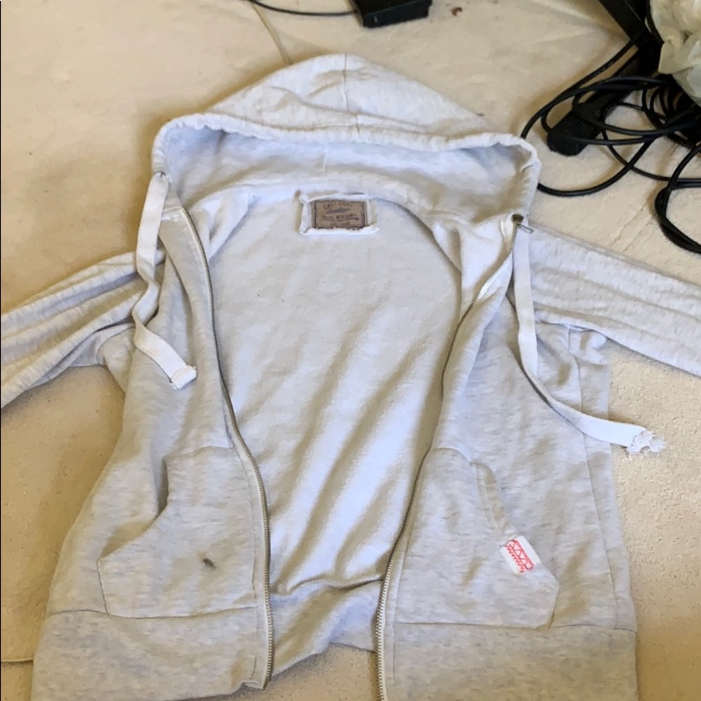 White zip up hoodie